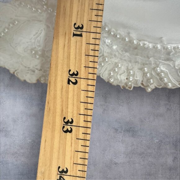 White Satin Girls Dress W/ Embroidered Lace & Beaded Wedding baptism - Picture 6 of 14